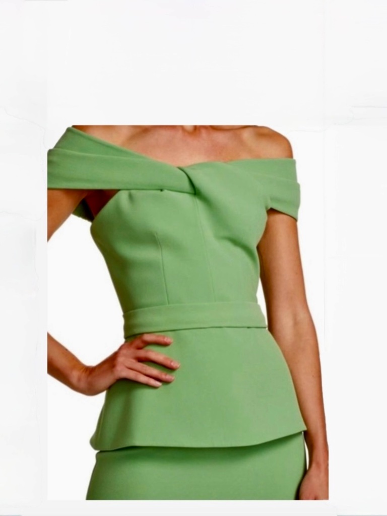 Safiyaa Mabel-Off-The-Shoulder Apple Green Peplum Top. New With Tags — image 7 of 8
